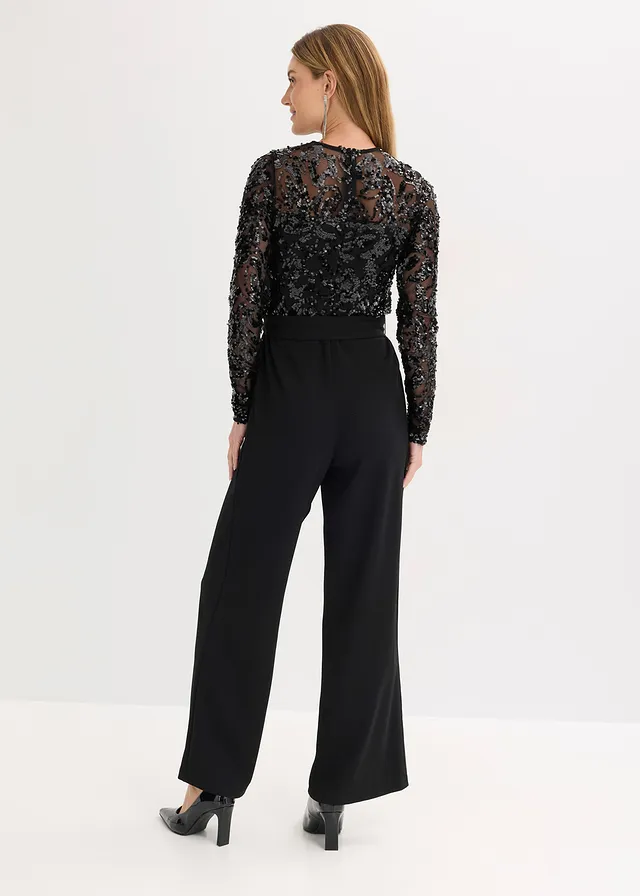 Jumpsuit met geborduurde pailletten • zwart • product-page.page-title-suffix