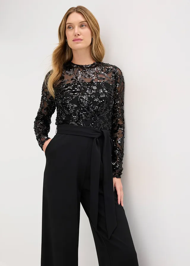 Jumpsuit met geborduurde pailletten • zwart • product-page.page-title-suffix