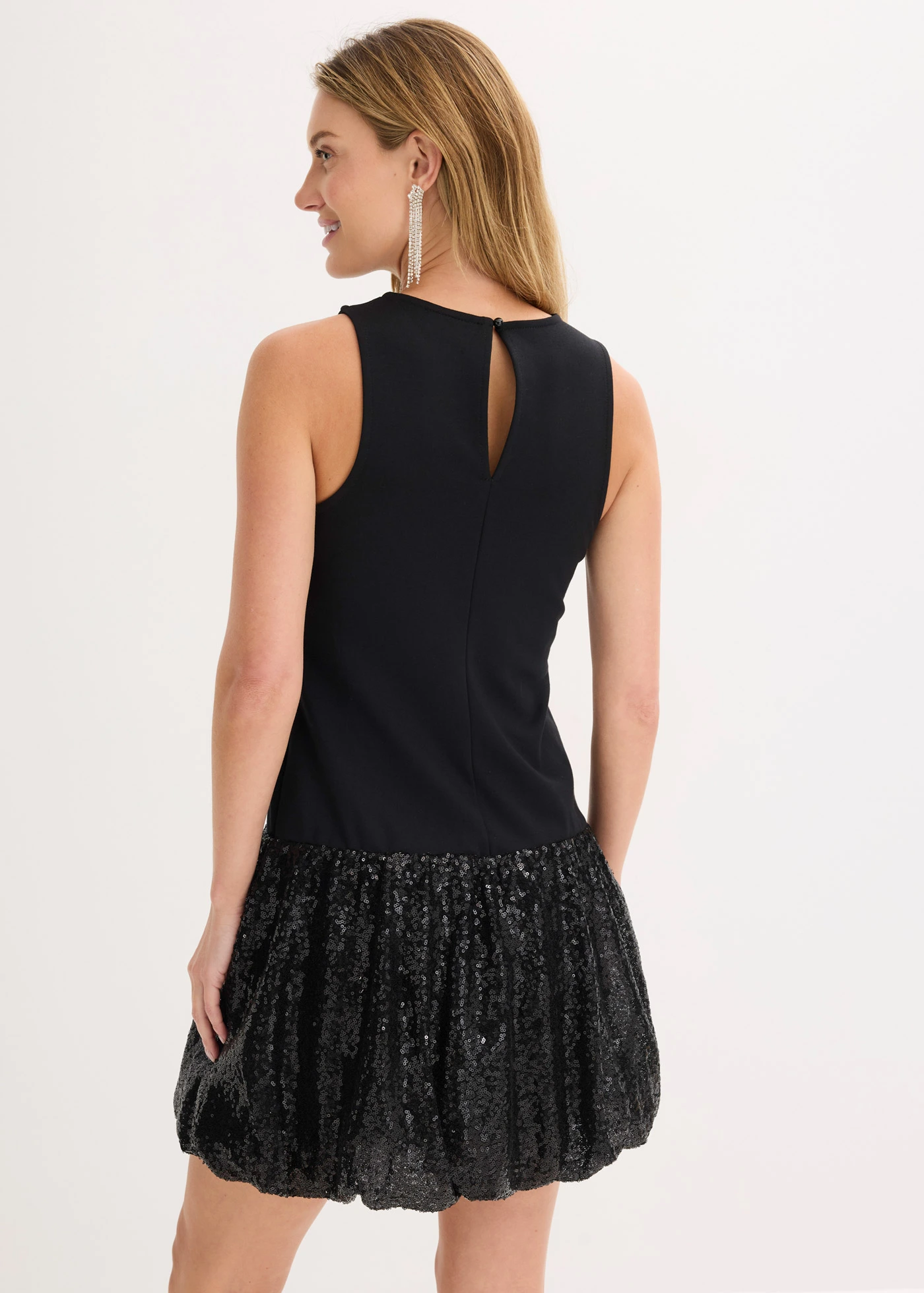 Rochie cu paiete din material confortabil Punto di Roma • negru • magazin bonprix