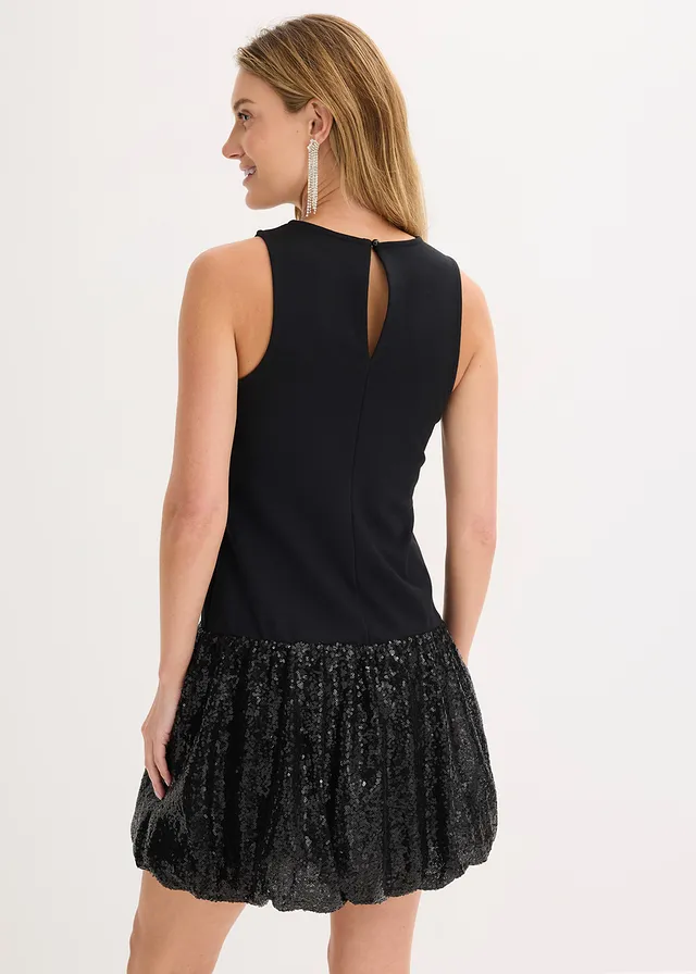 Rochie cu paiete din material confortabil Punto di Roma • negru • magazin bonprix