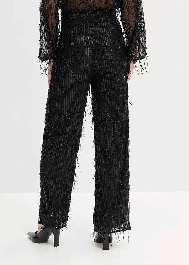 Pantalon à sequins et franges • noir • product-page.page-title-suffix