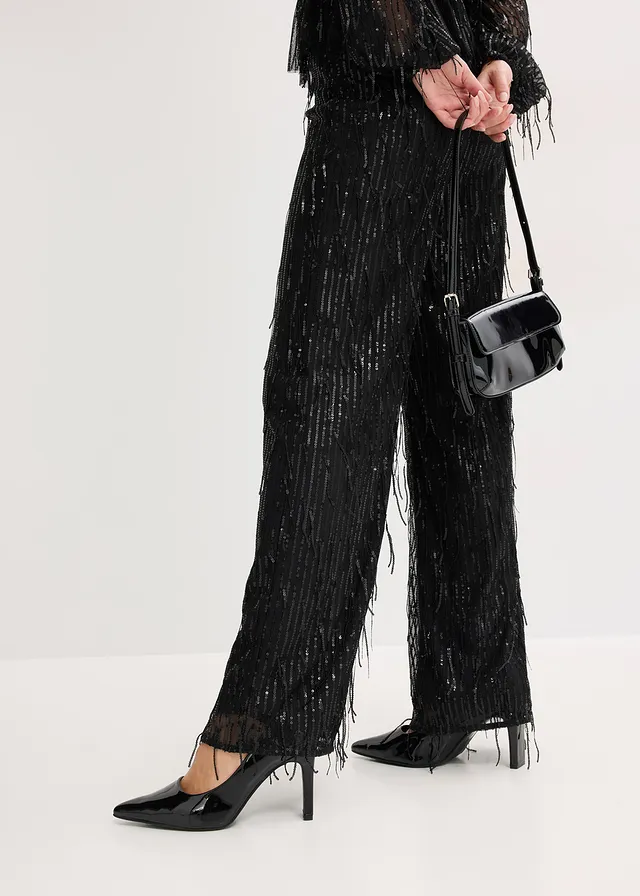 Pantalon à sequins et franges • noir • product-page.page-title-suffix