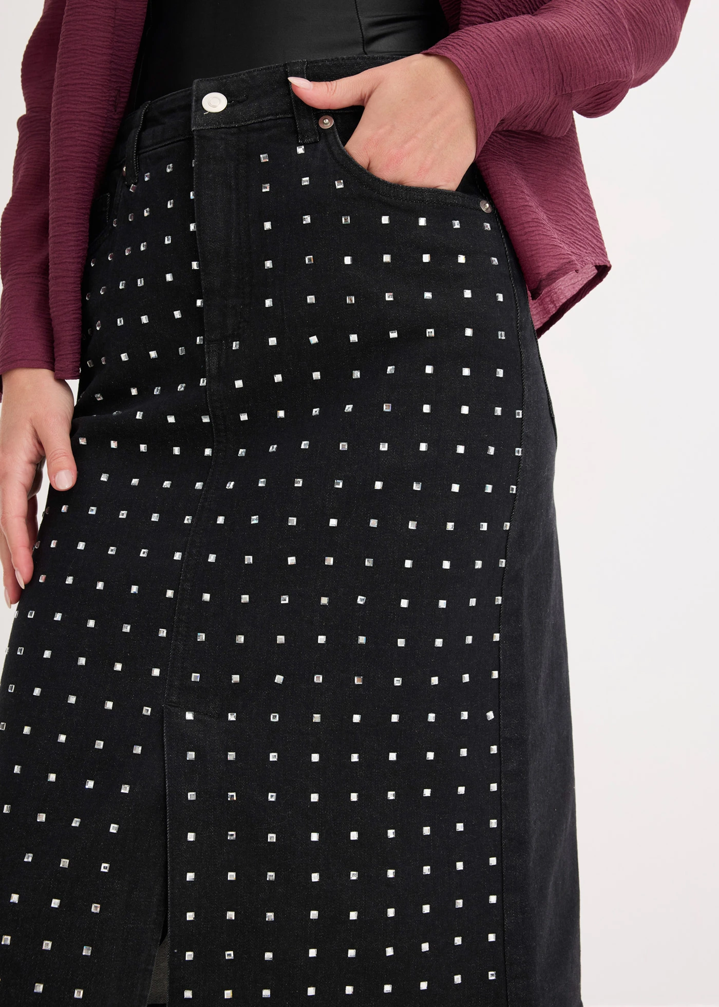 Spijkerrok met strassapplicatie • zwart denim • bonprix online shop