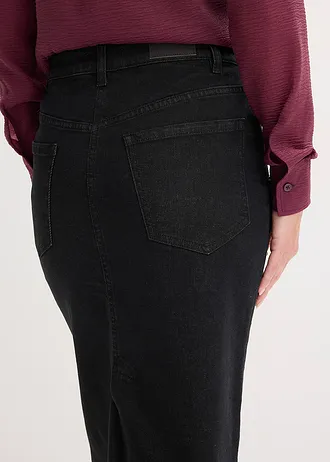 Spódnica jeansowa z aplikacją z kryształków • czarny denim metallic • sklep bonprix