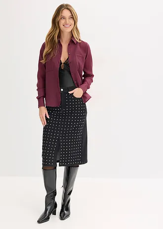 Spódnica jeansowa z aplikacją z kryształków • czarny denim metallic • sklep bonprix
