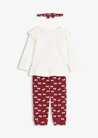 Tričko, legíny a čelenka z čisté organické bavlny (3dílná souprava) • granátové jablko-béžová • bonprix obchod