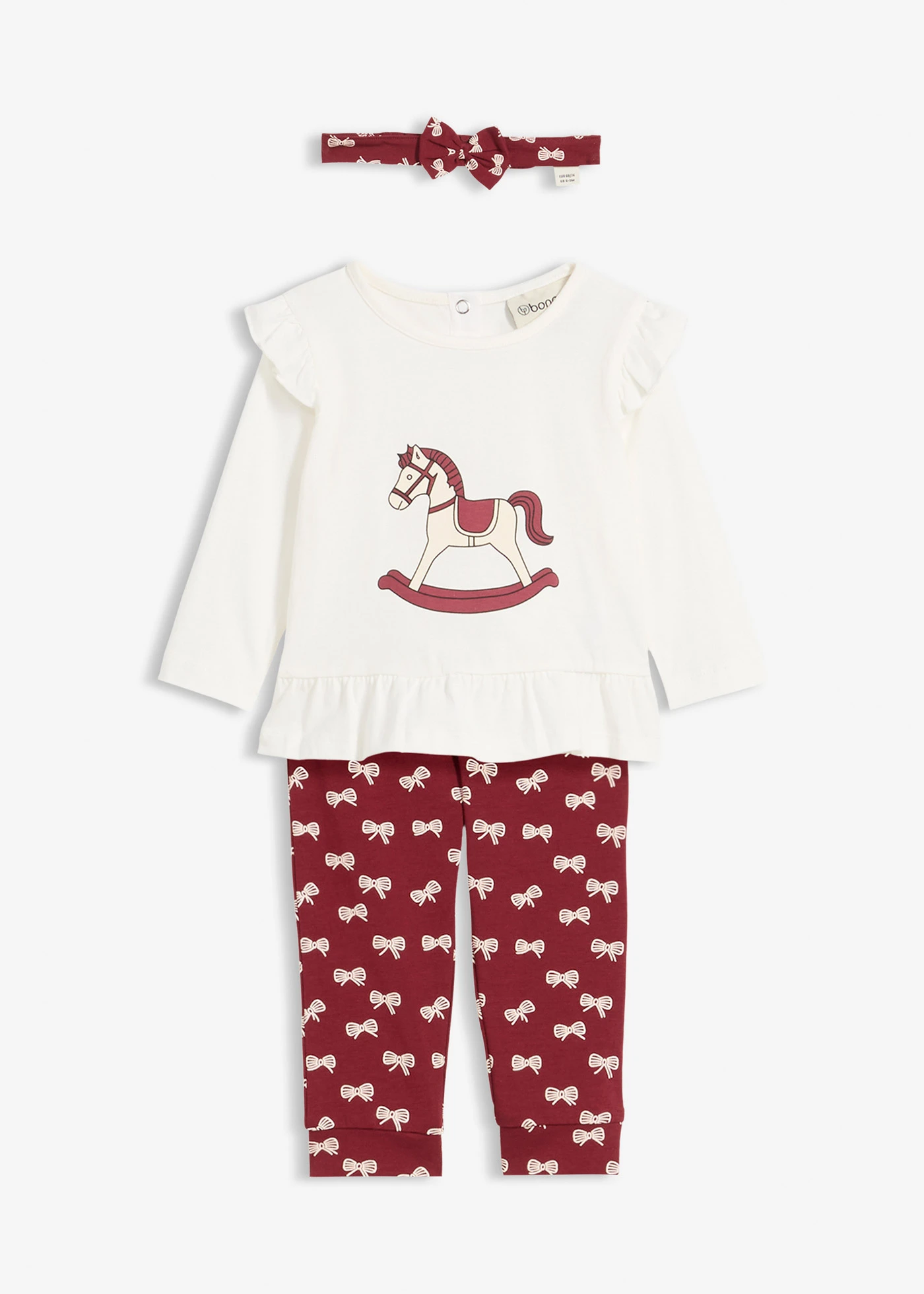 Tričko, legíny a čelenka z čisté organické bavlny (3dílná souprava) • granátové jablko-béžová • bonprix obchod