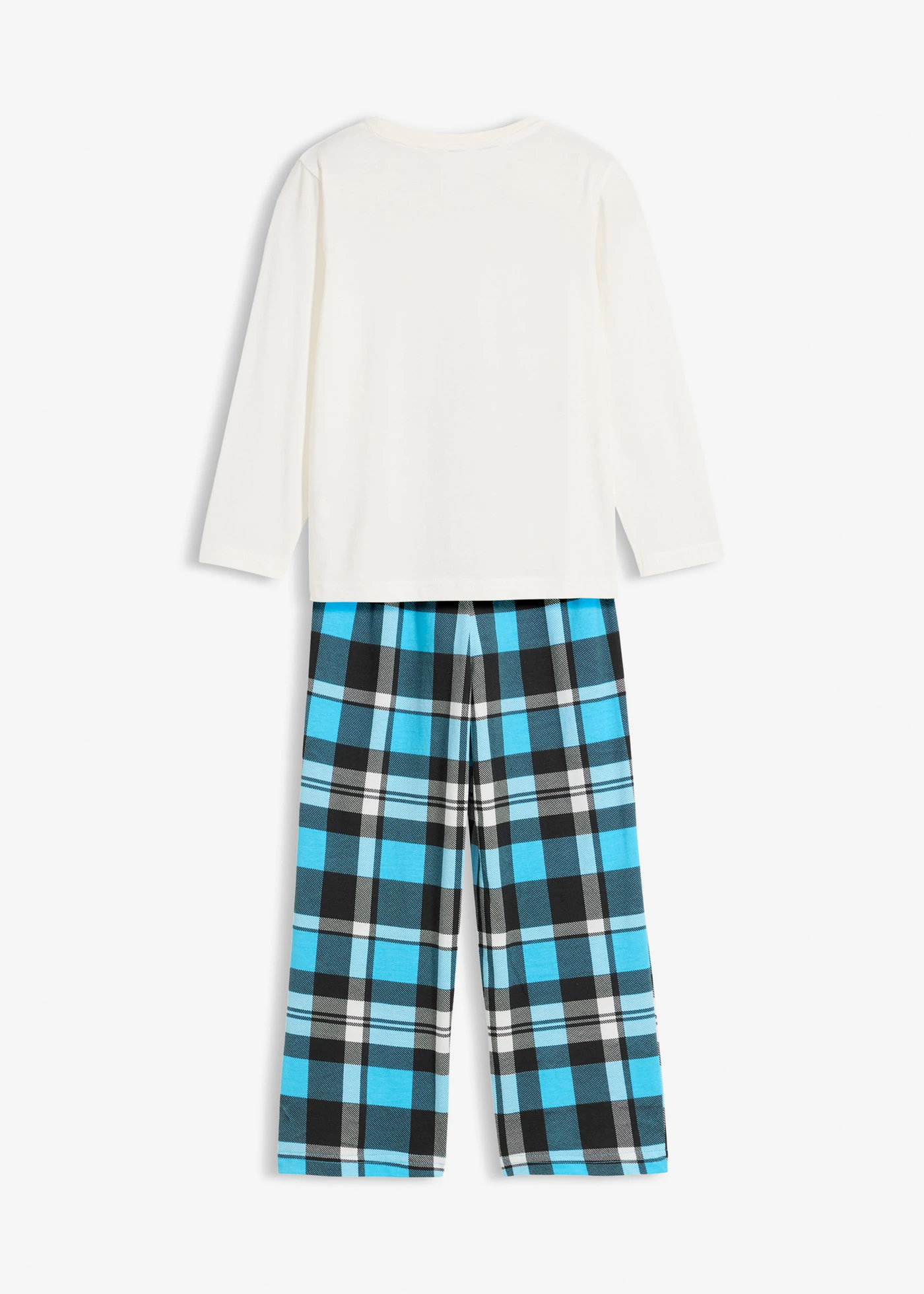 Pyjama 100% coton (ens. 2 pces) • écru-turquoise carreaux • Boutique bonprix
