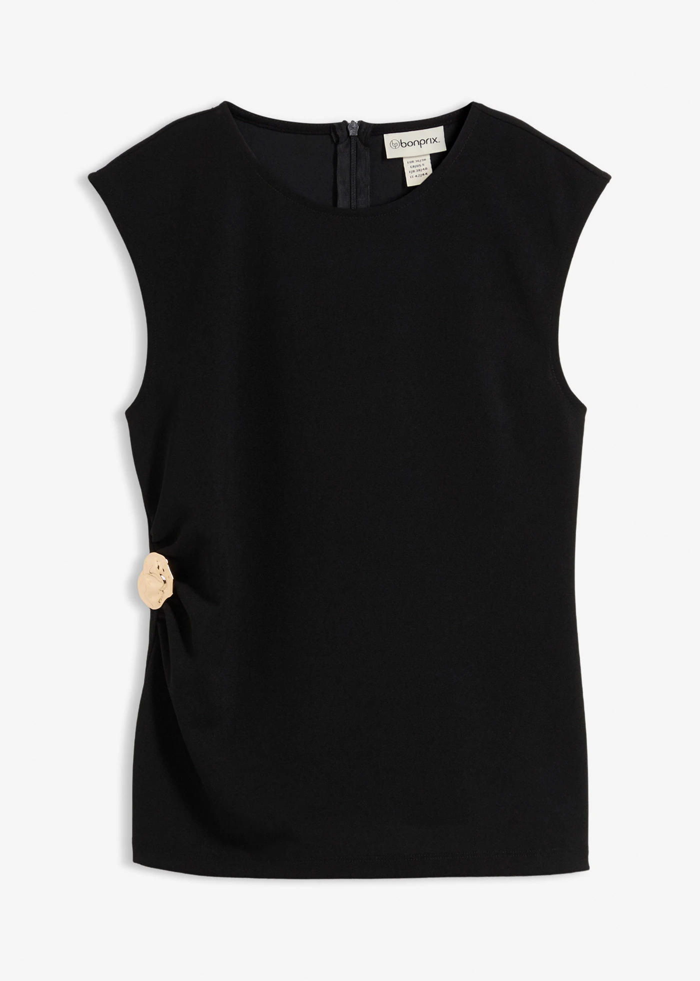 Krepový top s ozdobnou přezkou • černá • bonprix obchod