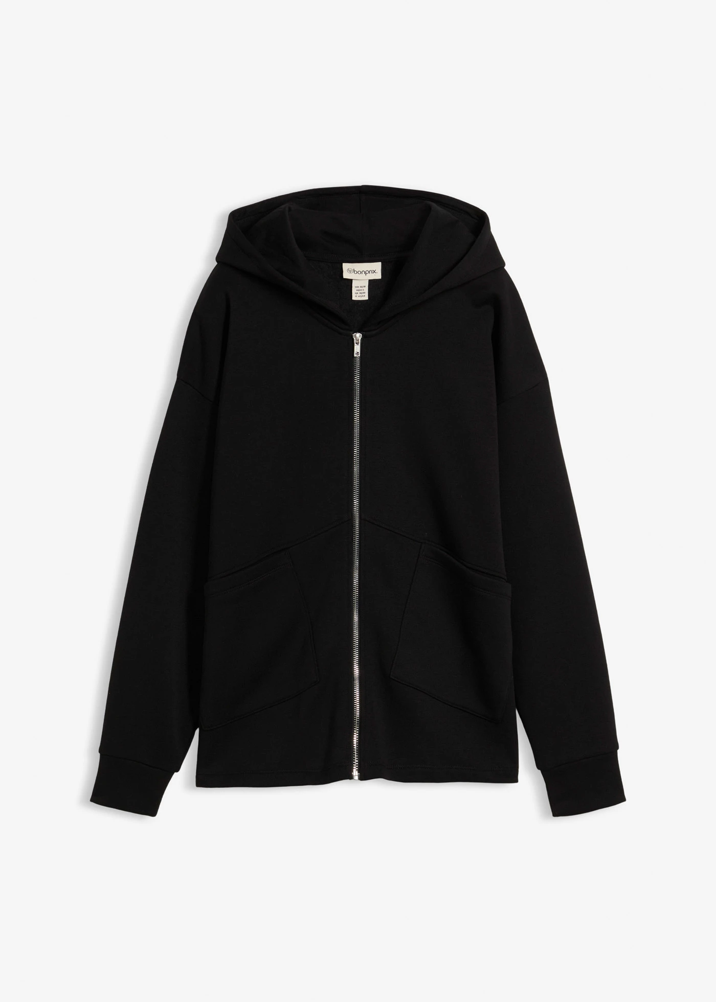 Oversize mikina na zapínání • černá • bonprix obchod