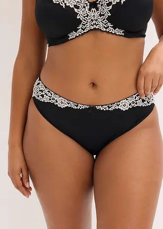 Lot de 2 slips avec dentelle, Couleur: noir-écru + noir