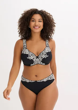 Chilot cu dantelă fină (set/2 buc.), culoare: negru-ecru + negru