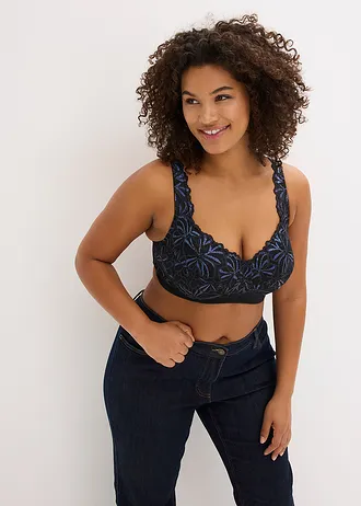 Odlehčující podprsenka bez kostic, s barevnou třpytivou přízí, barva: černá