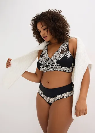 Slip Maxi avec dentelle, Couleur: noir-écru