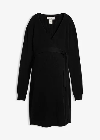 Robe portefeuille en maille pour la grossesse et l’allaitement • noir • Boutique bonprix