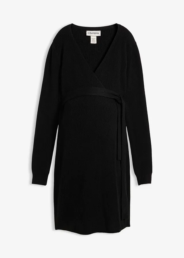 Robe portefeuille en maille pour la grossesse et l’allaitement • noir • Boutique bonprix