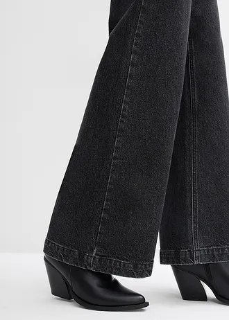 Jean large taille mi-haute, longueur sol • gris foncé denim used • Boutique bonprix