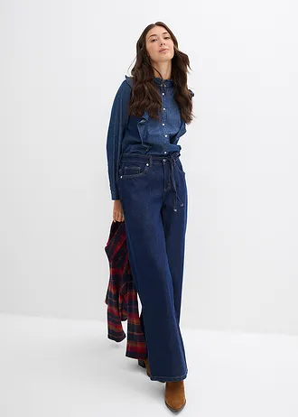 Džíny Wide Leg, Mid Waist • sytě modrý denim unwashed • bonprix obchod