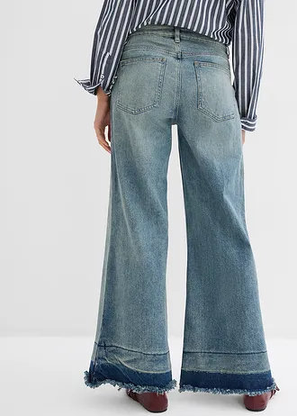 Wide leg jeans, mid waist • lichtblauw denim used • bonprix online shop