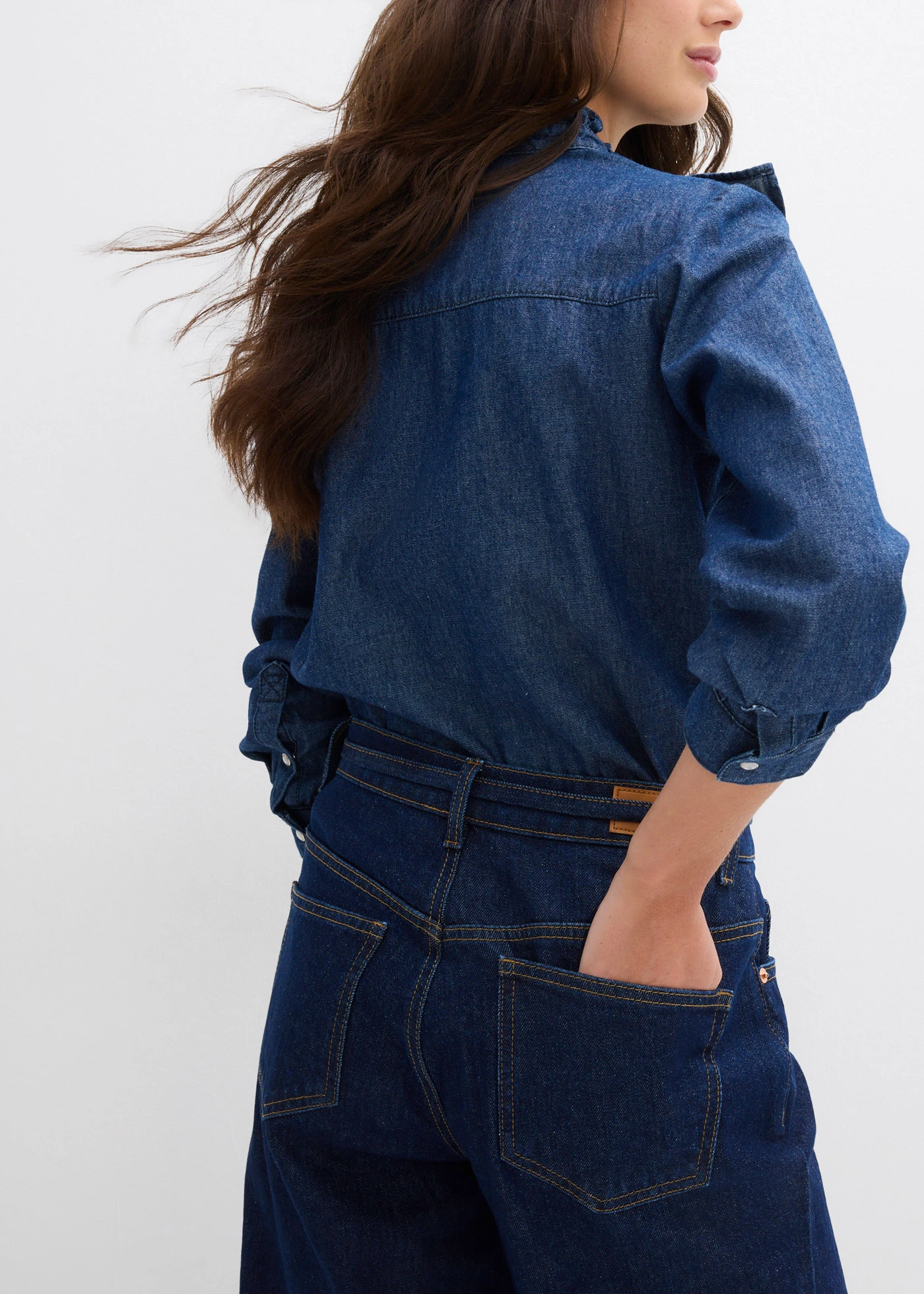 Džíny Wide Leg, Mid Waist • sytě modrý denim unwashed • bonprix obchod