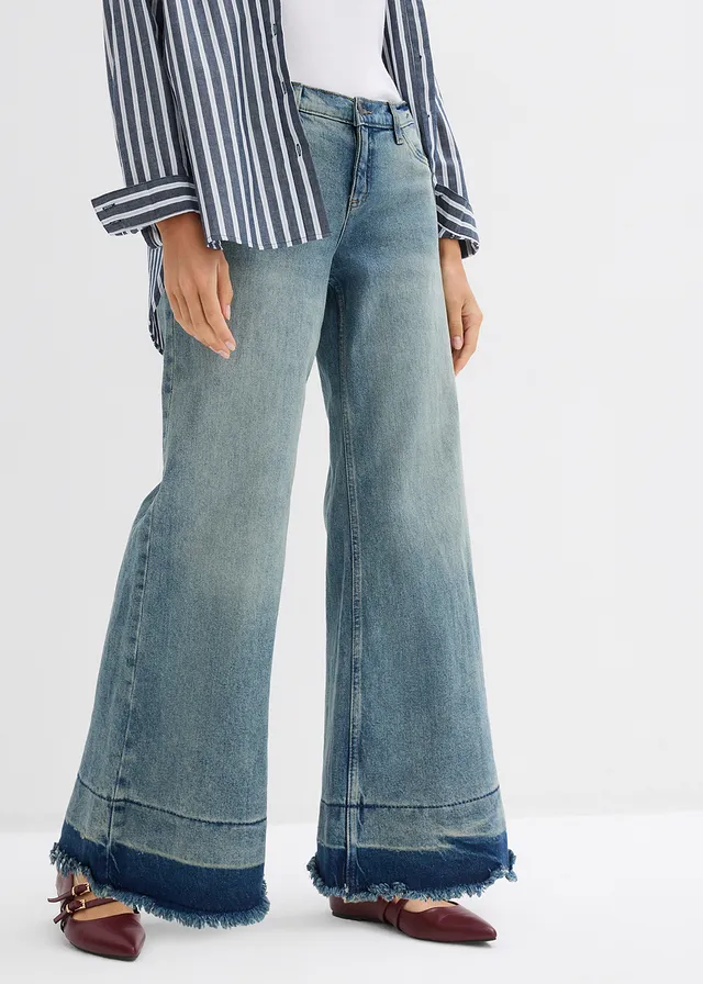 Wide leg jeans, mid waist, Kleur: 