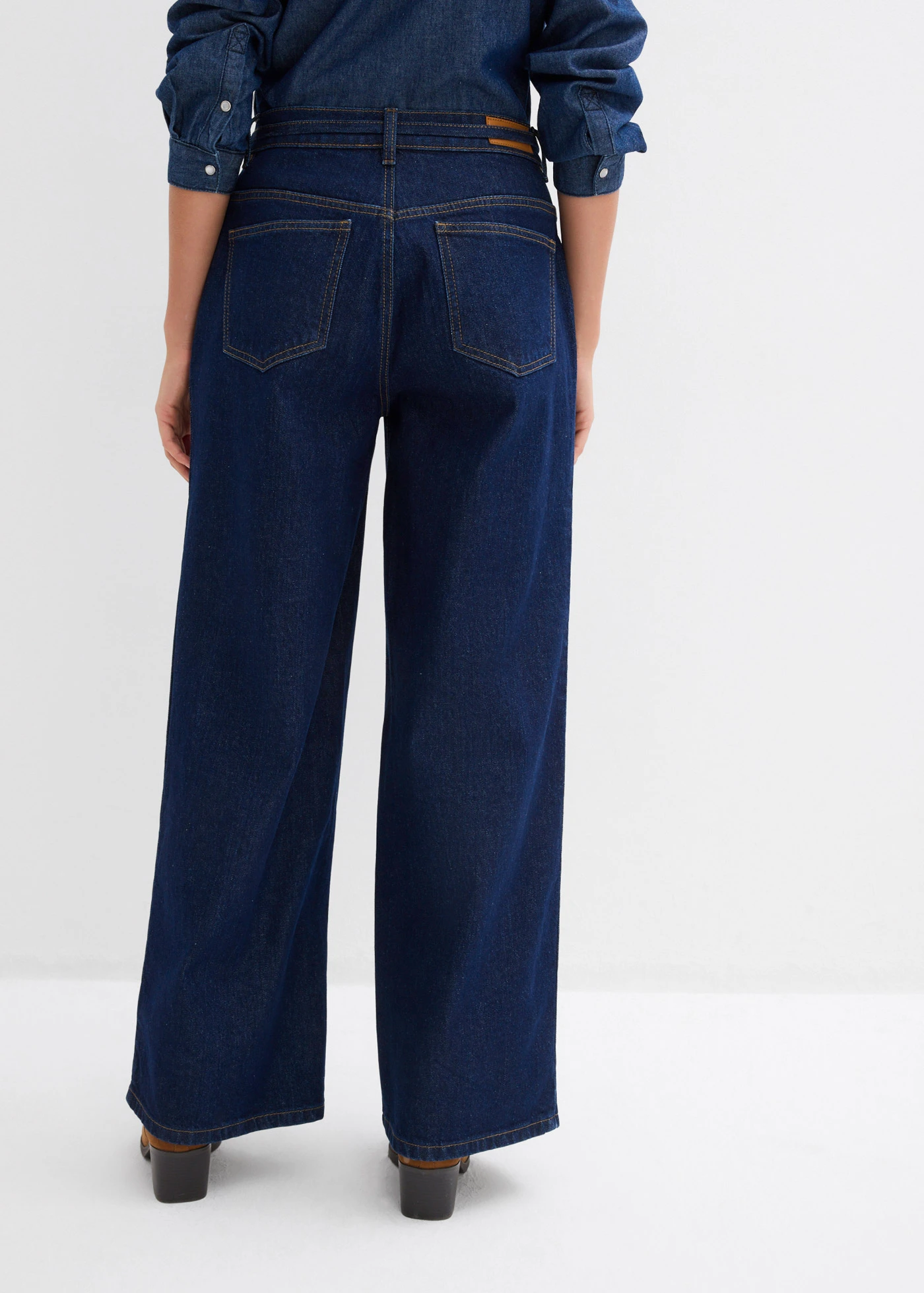 Džíny Wide Leg, Mid Waist • sytě modrý denim unwashed • bonprix obchod