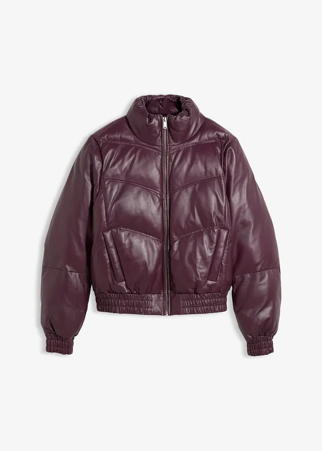 Prešívaná kožená bunda z jahňacej nappa kože Prešívaná kožená bunda z jahňacej nappa kože