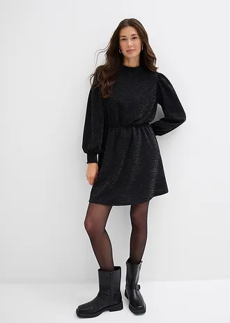 Robe brillante en jersey interlock épais • noir • Boutique bonprix