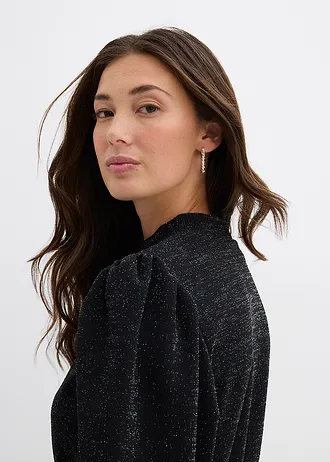 Robe brillante en jersey interlock épais • noir • Boutique bonprix