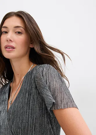 Korte glanzende jurk • zilverkleur • bonprix online shop