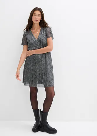 Korte glanzende jurk, Kleur: zilverkleur