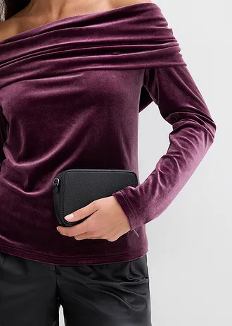 Carmen-shirt van zacht fluweel • wijnrood • bonprix online shop