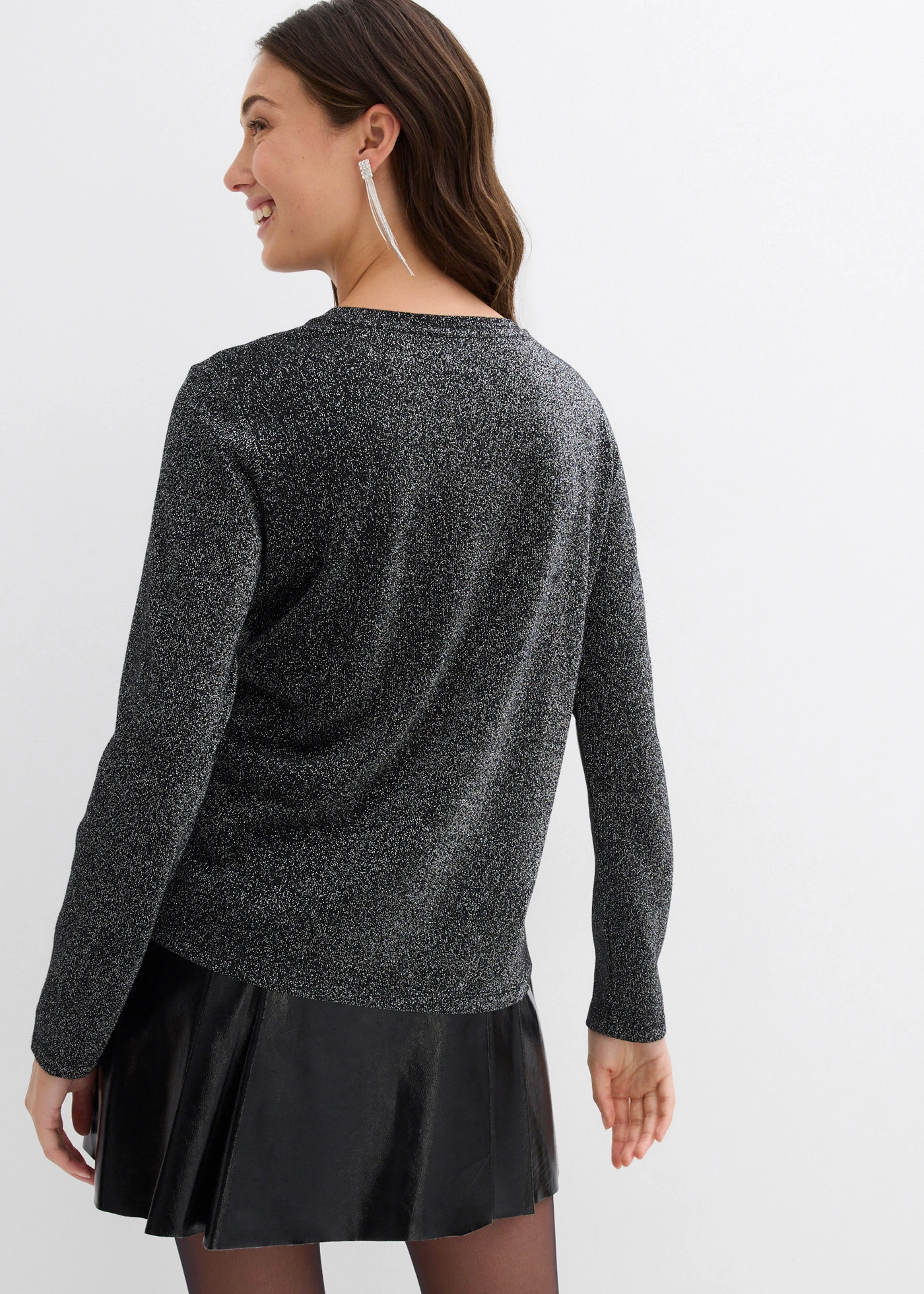 Longsleeve met glittergaren • zwart • bonprix online shop