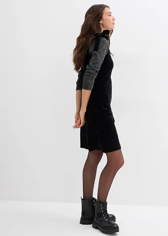 Robe courte en velours doux, Couleur: noir