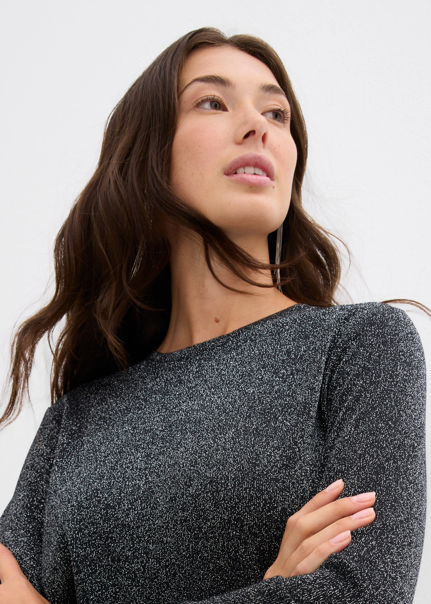 Longsleeve met glittergaren • zwart • bonprix online shop