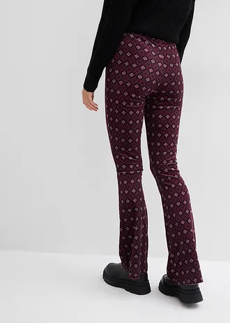 Legging évasé en velours doux • bordeaux imprimé • Boutique bonprix