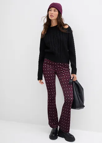 Legging évasé en velours doux • bordeaux imprimé • Boutique bonprix