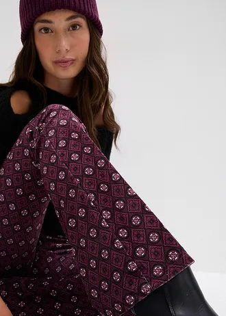 Legging évasé en velours doux • bordeaux imprimé • Boutique bonprix
