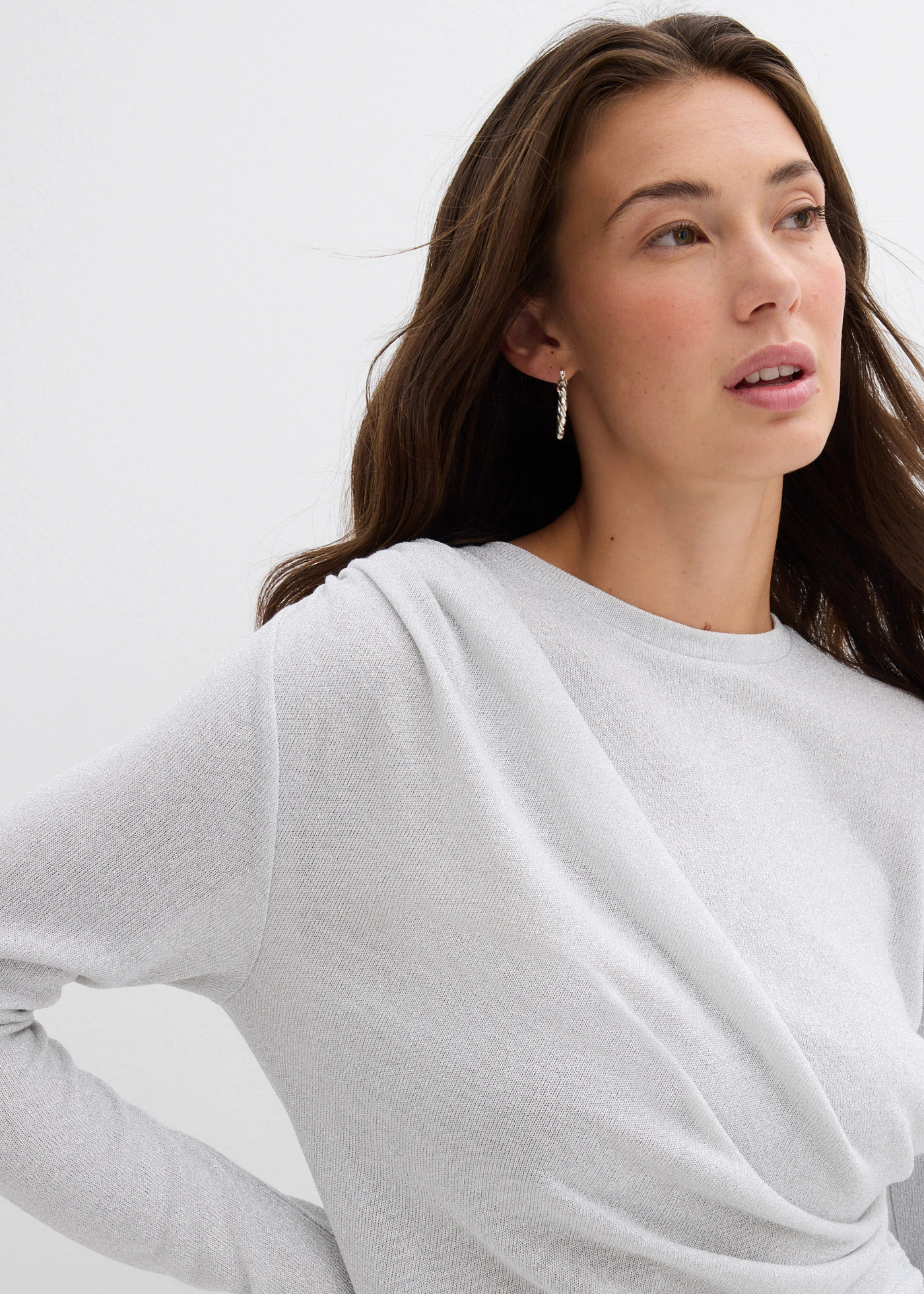 Longsleeve met rimpels • zilverkleur • bonprix online shop