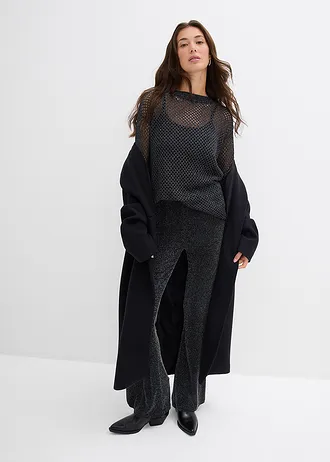 Lefelé bővülő szárú legging csillogó részletekkel • fekete • bonprix áruház