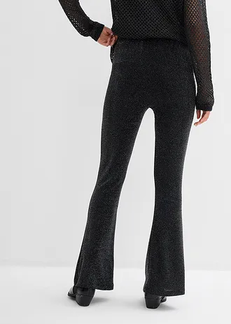Lefelé bővülő szárú legging csillogó részletekkel • fekete • bonprix áruház