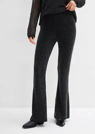 Lefelé bővülő szárú legging csillogó részletekkel • fekete • bonprix áruház