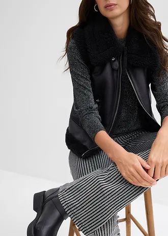 Lefelé bővülő szárú legging csillogó szálakkal • fekete lurex csíkos • bonprix áruház