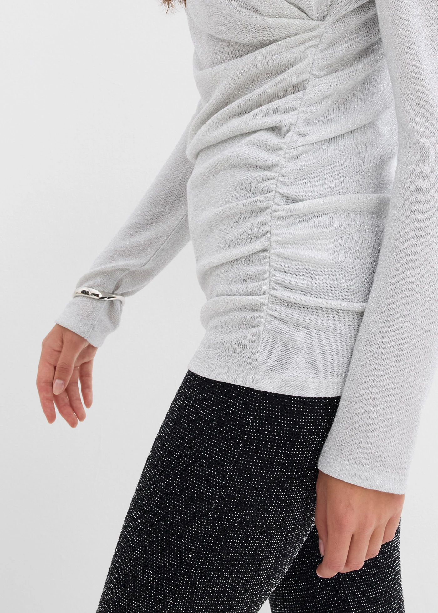 Longsleeve met rimpels • zilverkleur • bonprix online shop