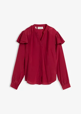 Blouse met zijde, Kleur: rood
