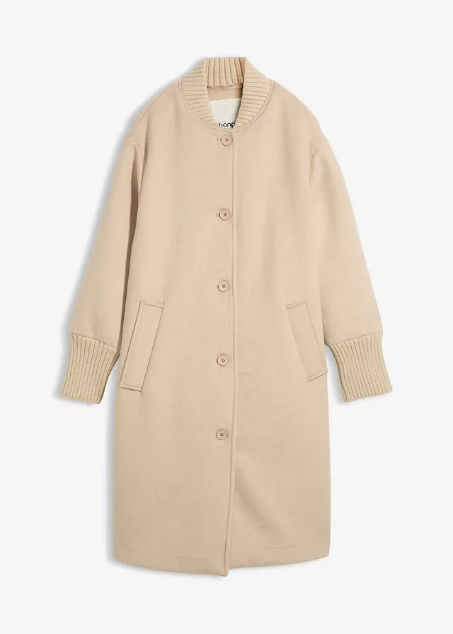 Gyapjú kabát kötött betéttel • világos homok • bonprix áruház