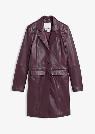 Manteau court en cuir nappa d’agneau • bordeaux • Boutique bonprix