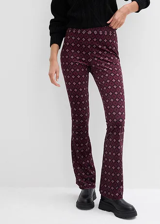 Legging évasé en velours doux • bordeaux imprimé • Boutique bonprix