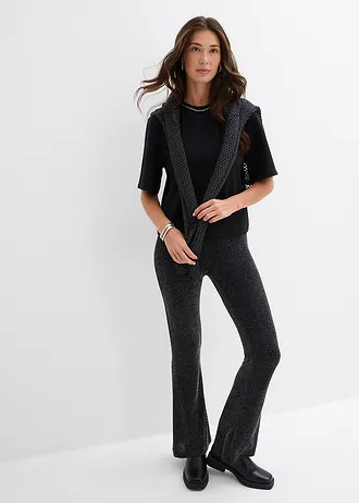 Bluză oversize cu garnitură de mărgele • negru • magazin bonprix