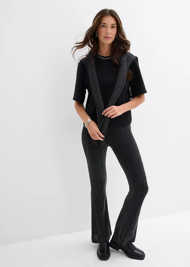 Oversized shirt parelapplicatie zwart